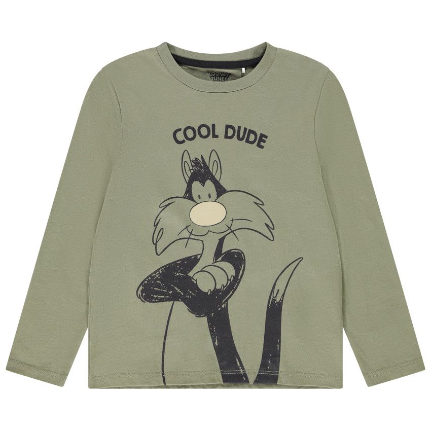 T-shirt manches longues en jersey print Grosminet Looney Tunes - Vert