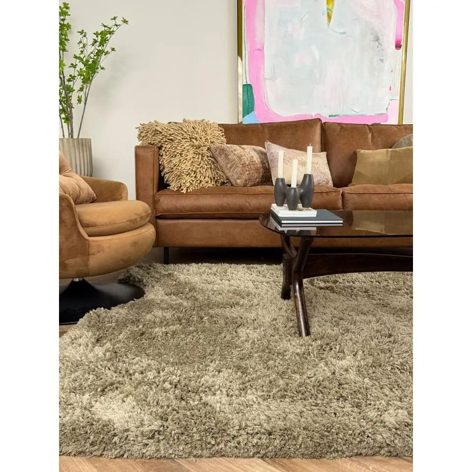 Interieur05 hoogpolig vloerkleed polyester Pilo groen - 340 x 240 cm