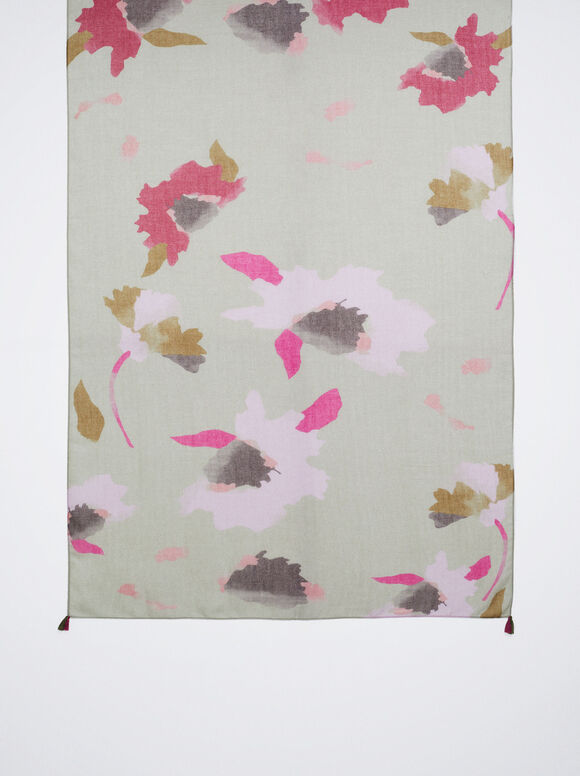 Lenço com estampa floral - Rosa