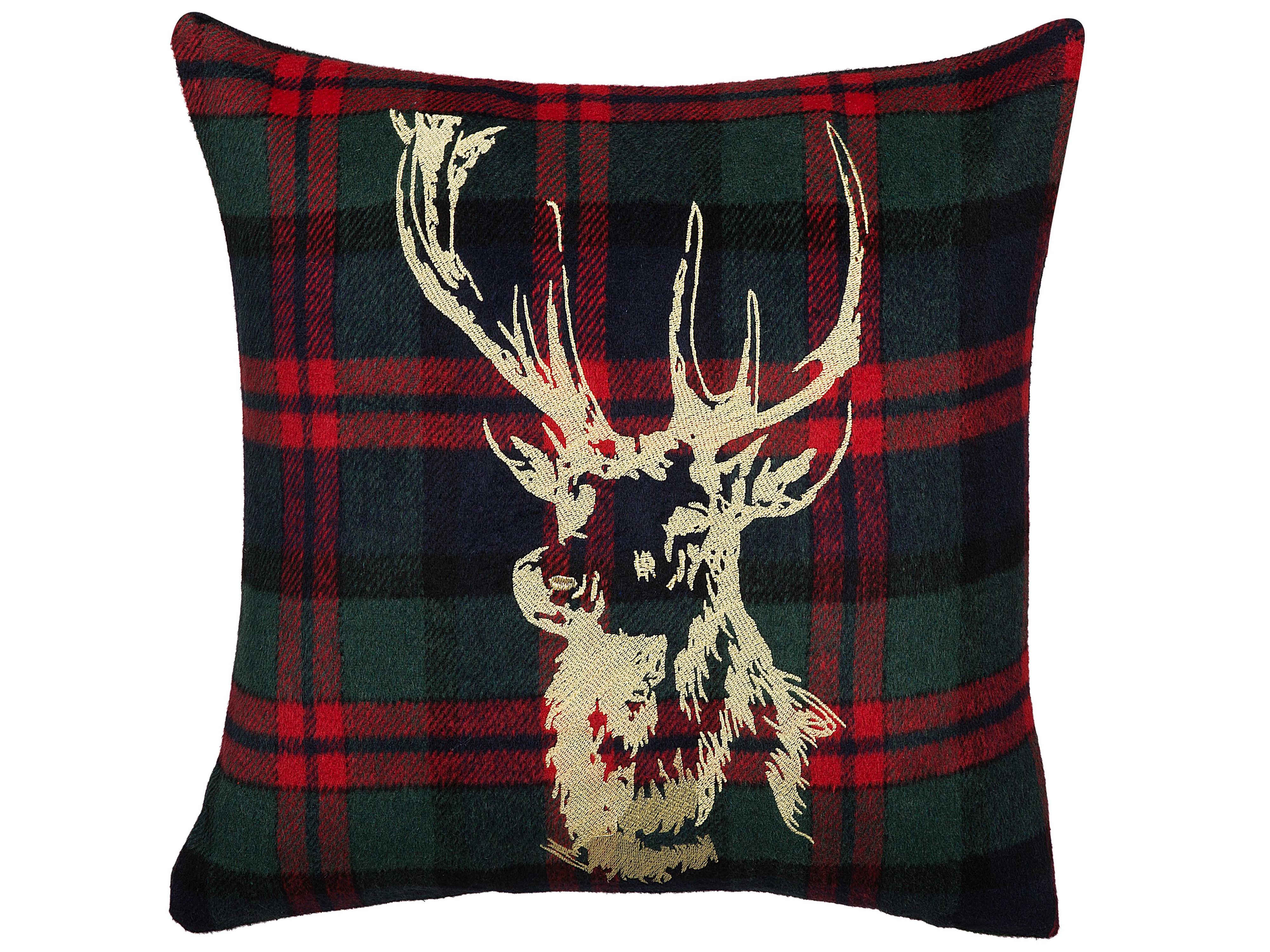 Set van 2 sierkussens RUDOLPH 45 x 45 cm Rood Groen Goud Blauw Zwart kerstmotief