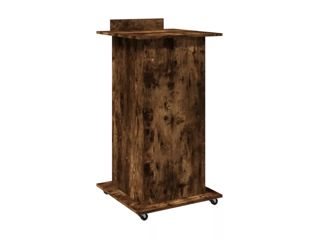 Pupitre et roues et tiroir chêne fumé bois d'ingénierie