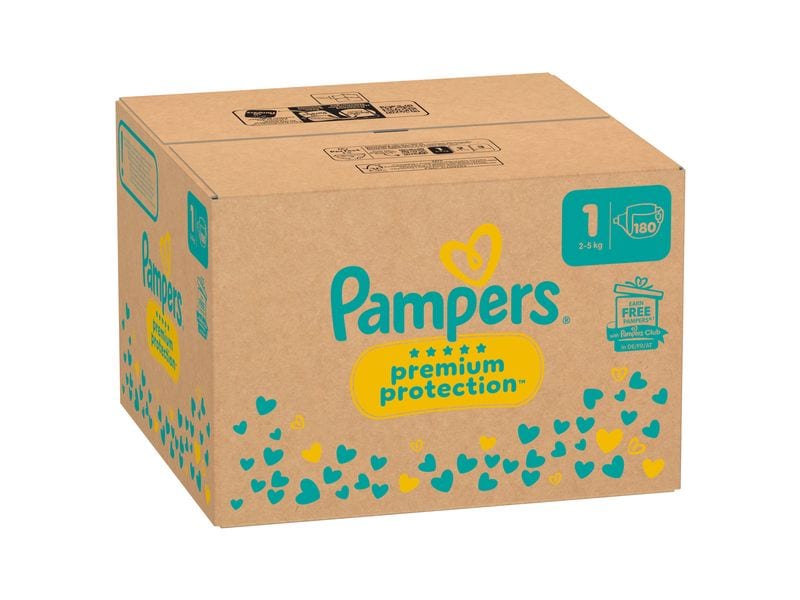 Pampers Windeln Premium Protection Newborn Grösse 1 Monatsbox 2-5 kg, 180 Stück