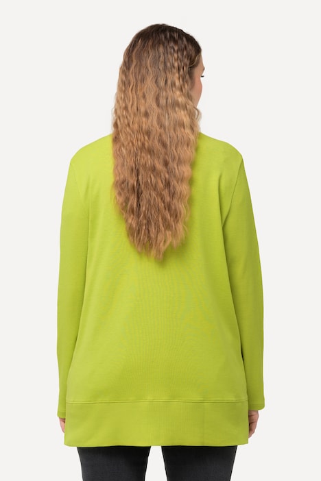 Sweatjacke, Waffelstruktur, offene Form, Langarm