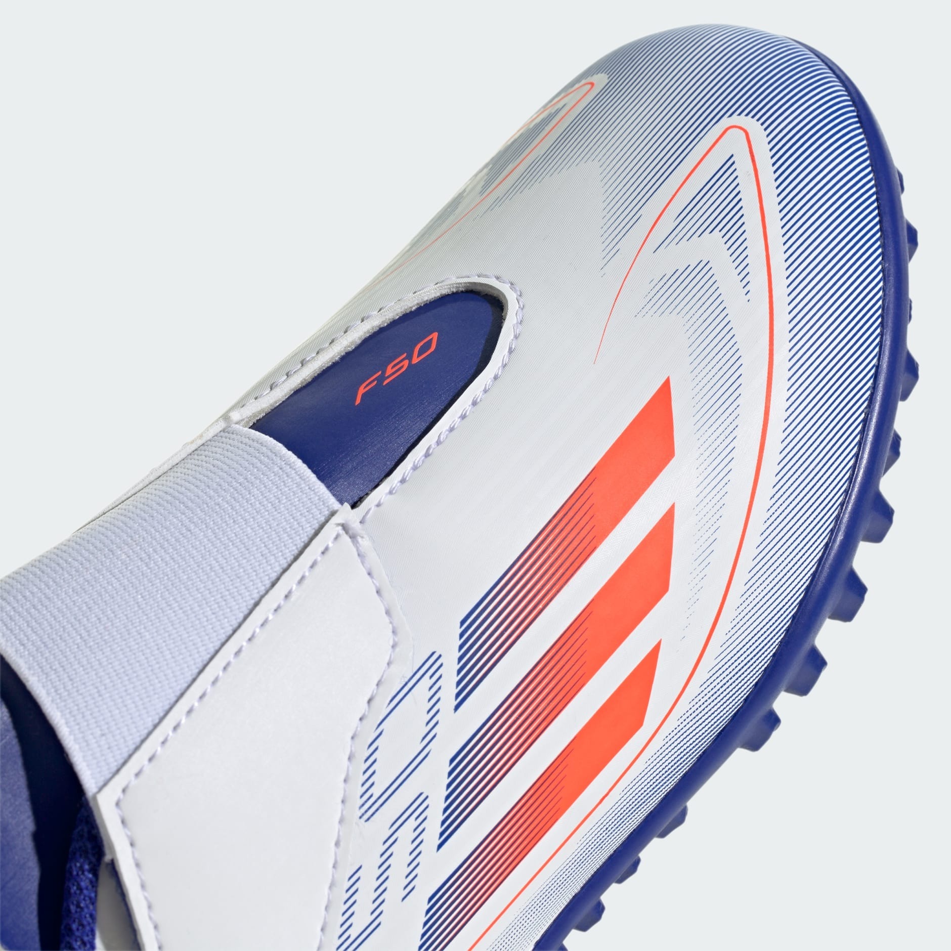 F50 Club Velcro TF Junior Cloud White/Solar Red/Lucid Blue