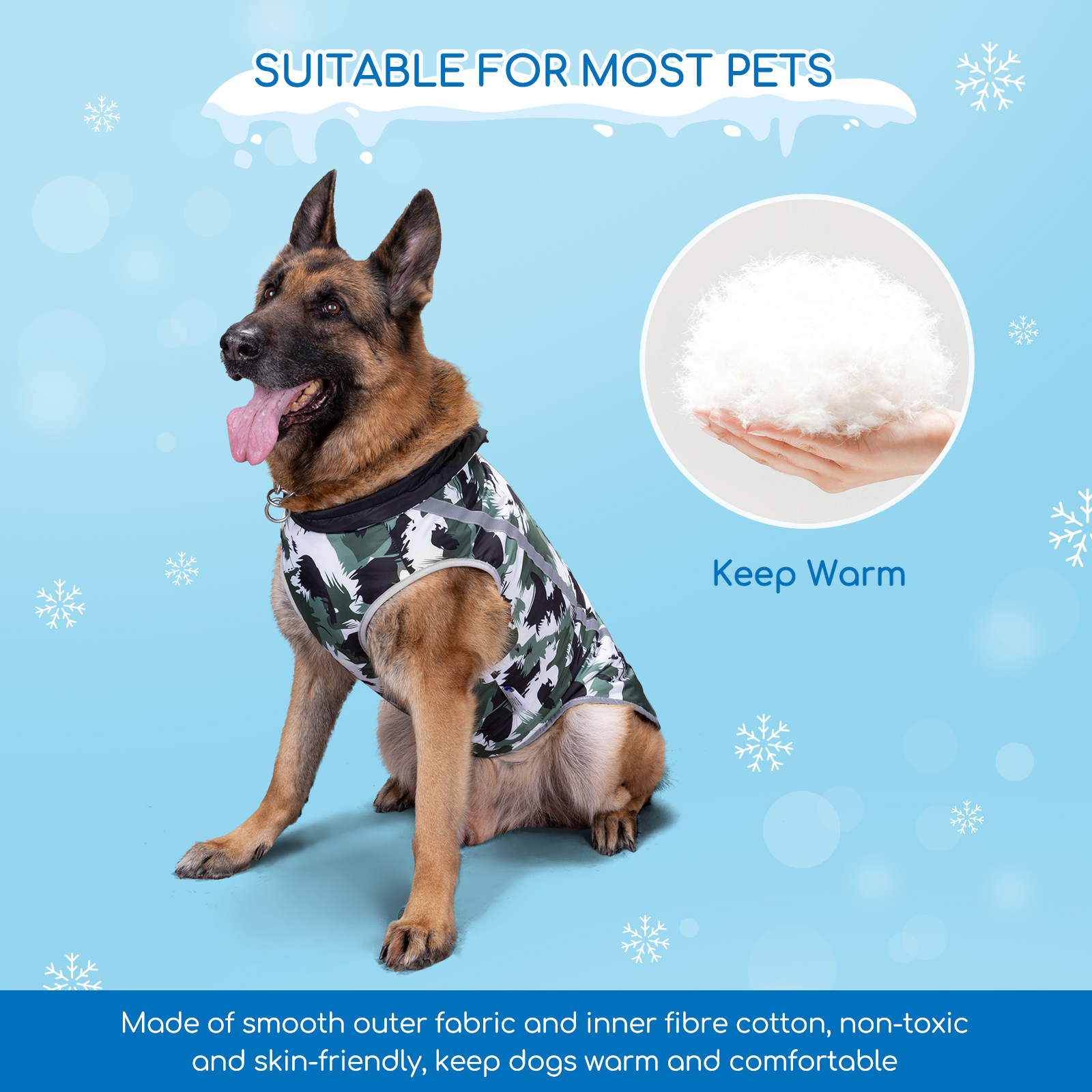 Nobleza - Casaco para Cães, Jaqueta de Inverno para Animais de Estimação, Roupa Quente para Cães com Faixas Refletoras de Segurança, Ultraleve, À Prova de Vento, Impermeável (G)