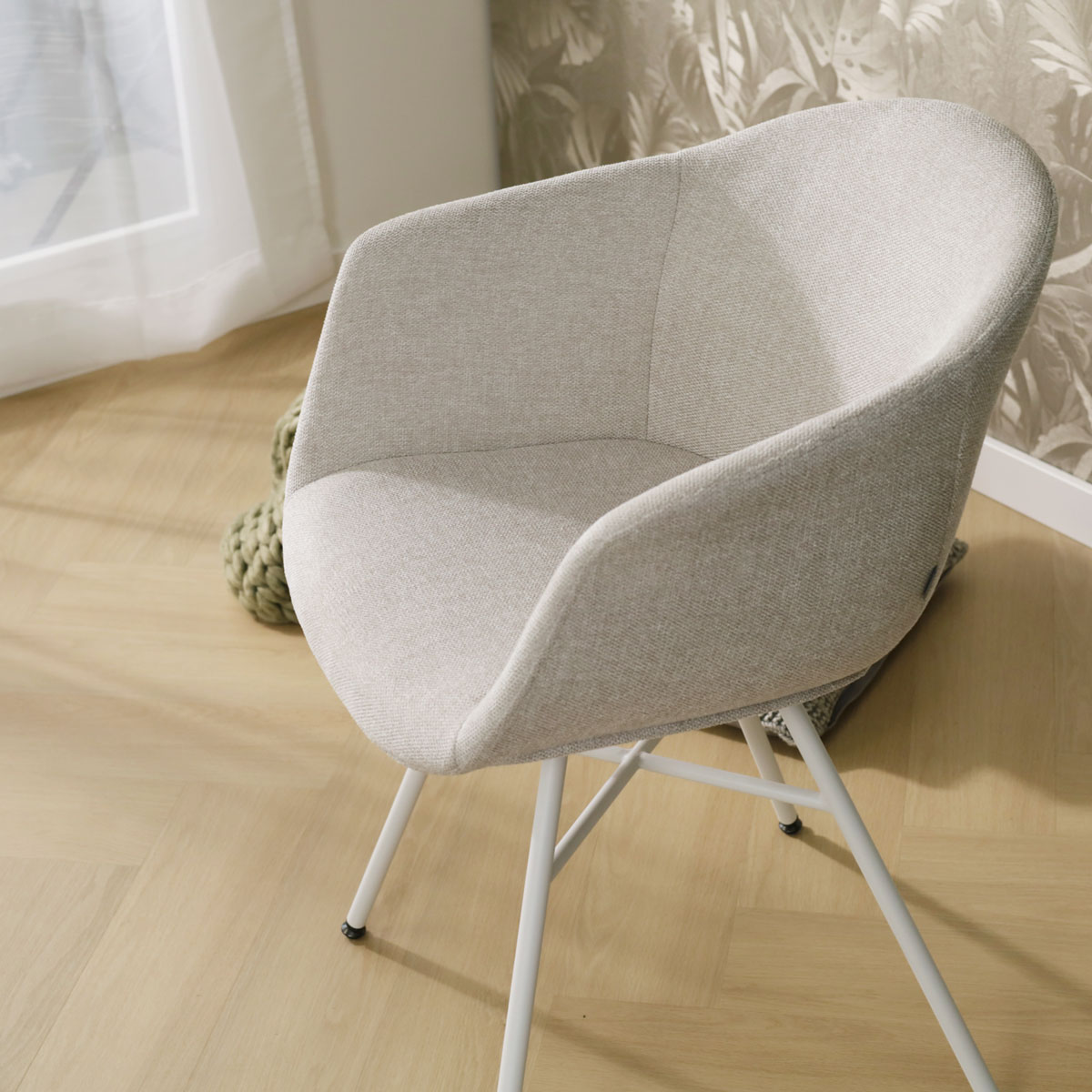 Eetkamerstoel Noa-Otis beige - wit onderstel