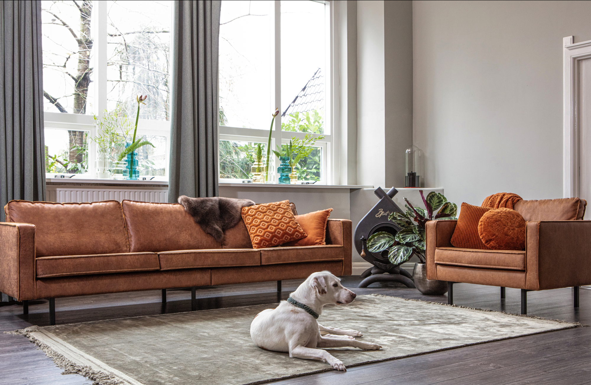 Bank Rodeo 3-zits leer - Cognac