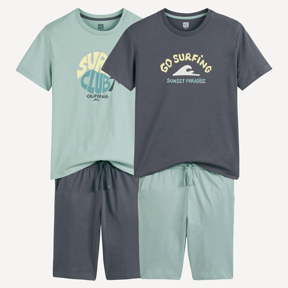COLEÇÃO LA REDOUTE<br>Conjunto de 2 shorts de pijama de algodão, estampa de surf