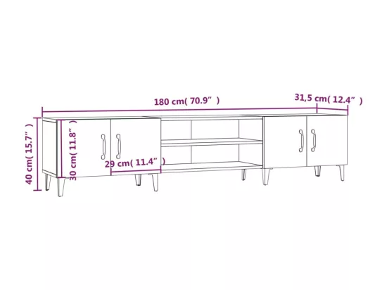 Meubles TV chêne sonoma 180x31,5x40 cm bois d'ingénierie