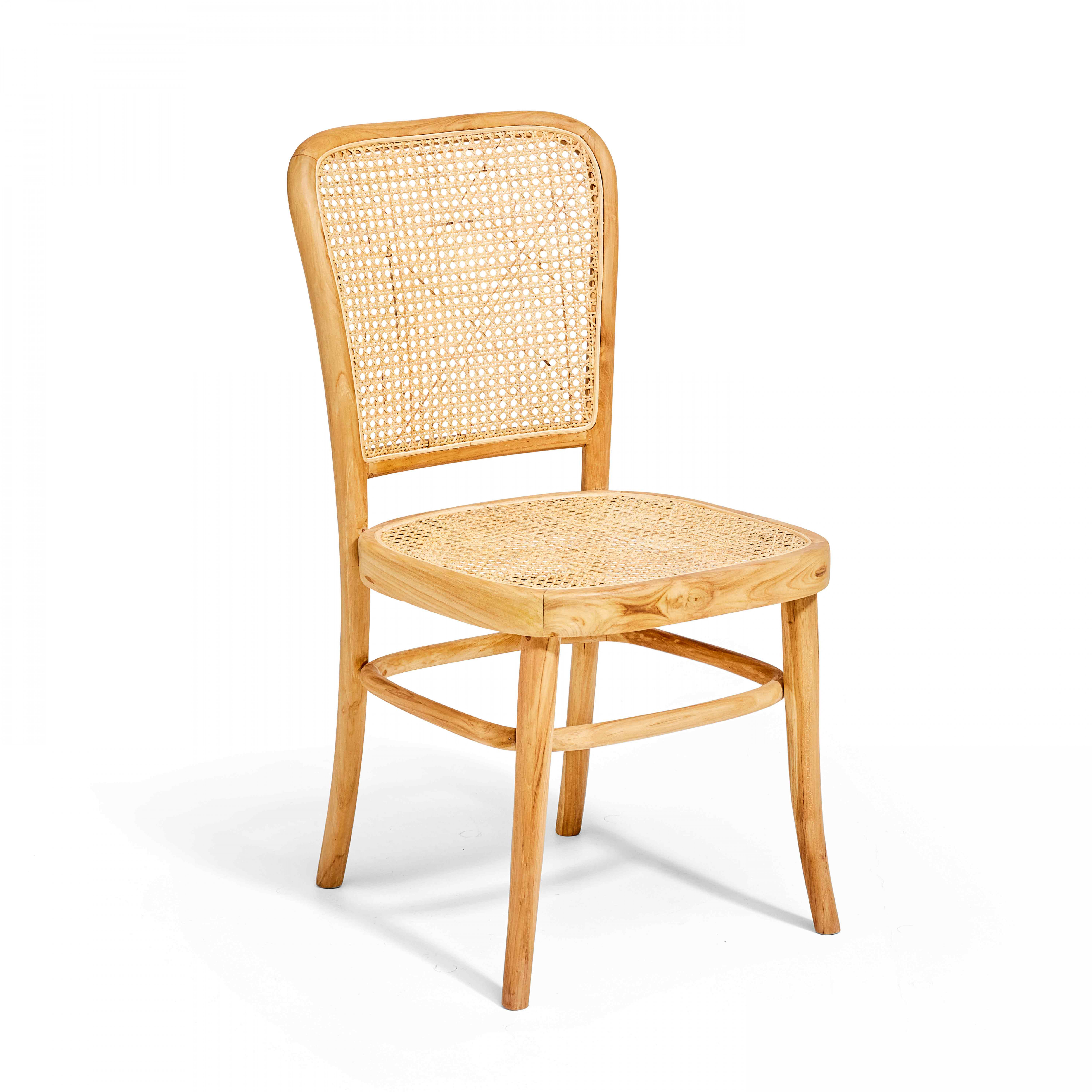 Lot de 2 chaises en rotin naturel et teck massif
