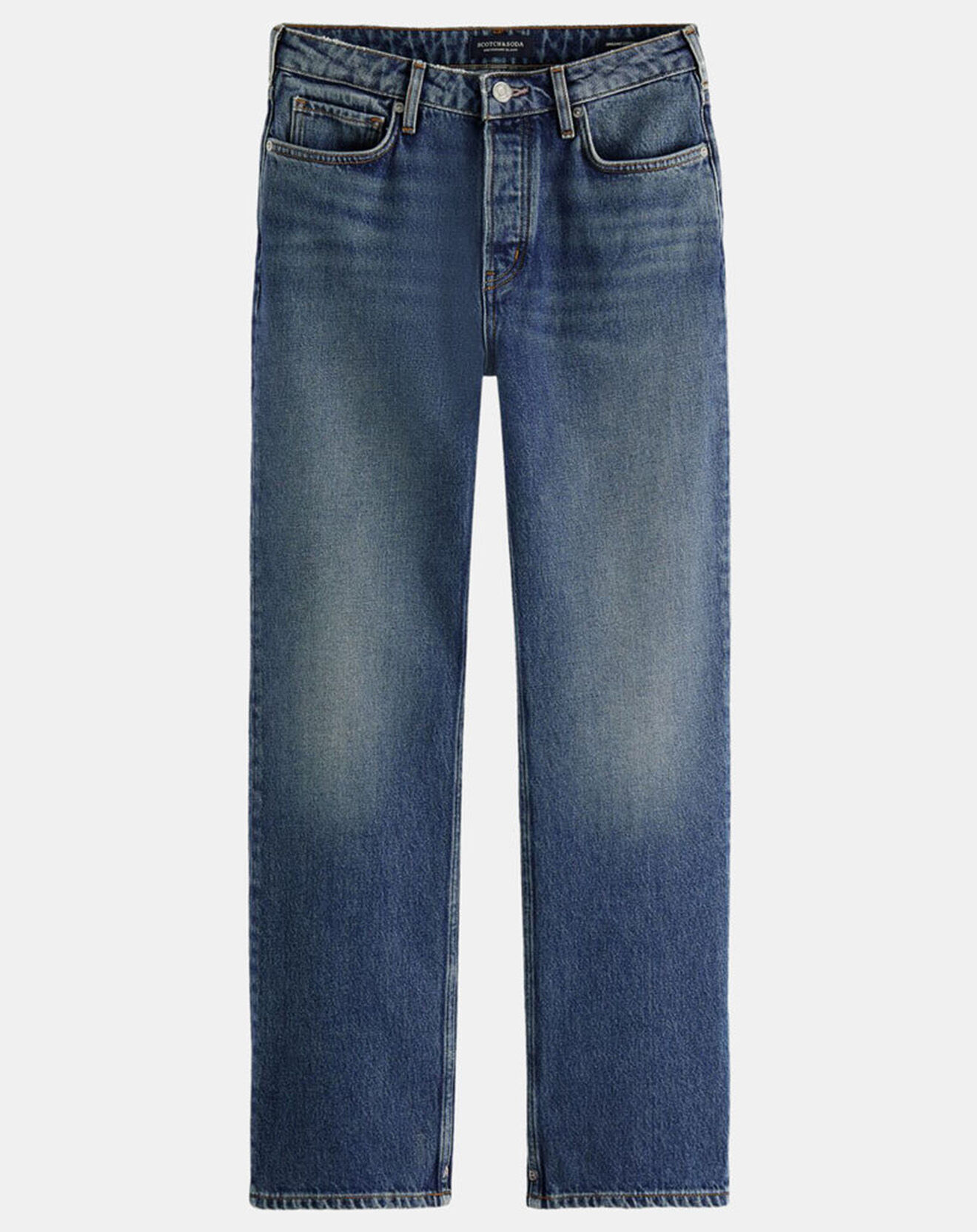 Scotch & Soda Jean Taille haute Droit The Sky bleu moyen