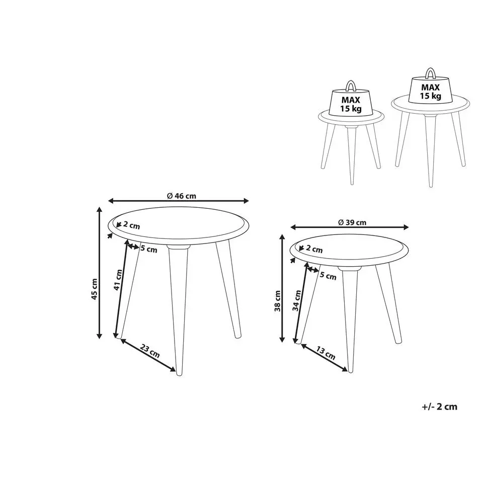 HURSI - Bijzettafel set - Lichte houtkleur - Mangohout