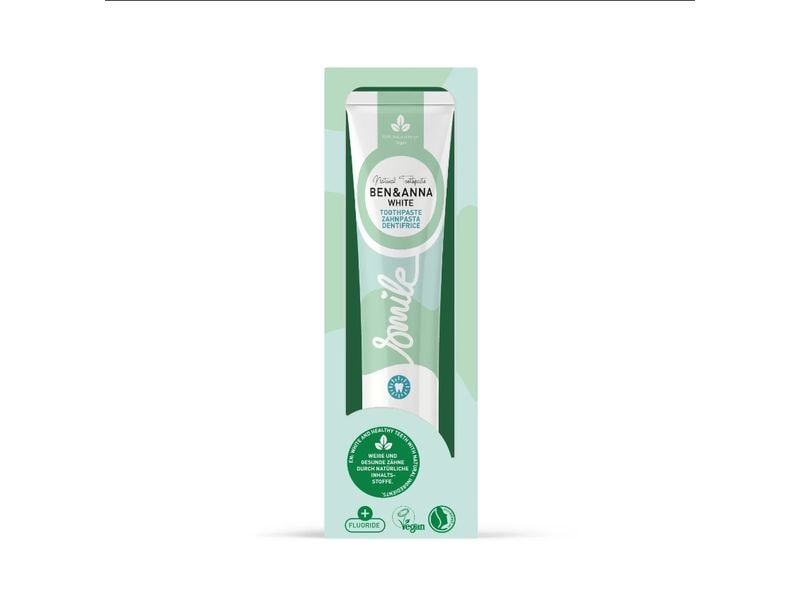 Ben & Anna Zahnpasta White Fluoride 75 ml Natürliche, vegane Zahnpasta mit Menthol-Geschmack