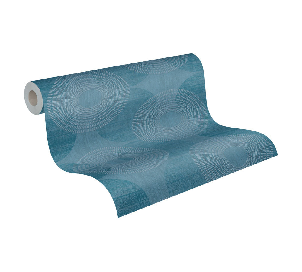 Vliestapete GRAFIK - blau - Kreise - 10 Meter