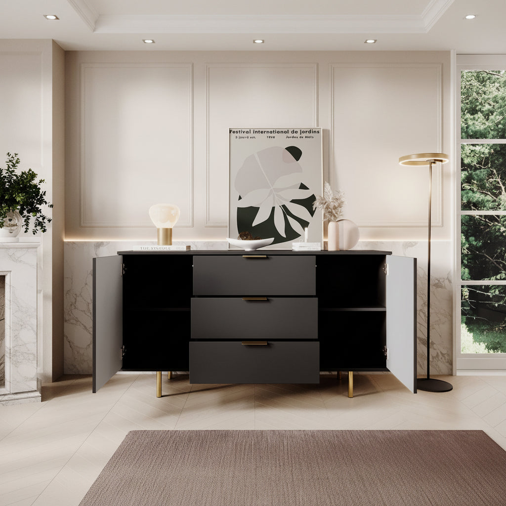 Nicola - Dressoir - Zwart - 150x41x80 cm