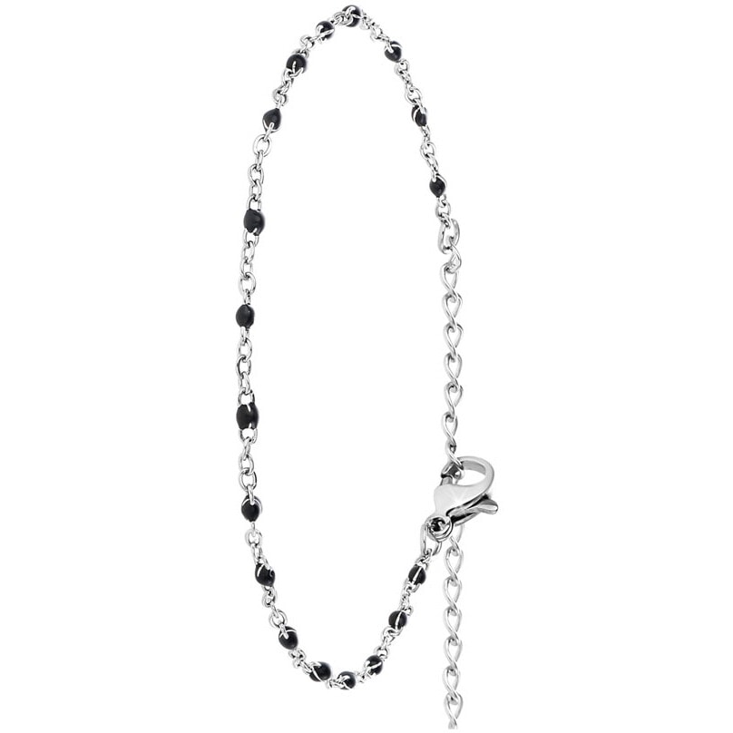 Bracelet perles noires - Acier inoxydable
