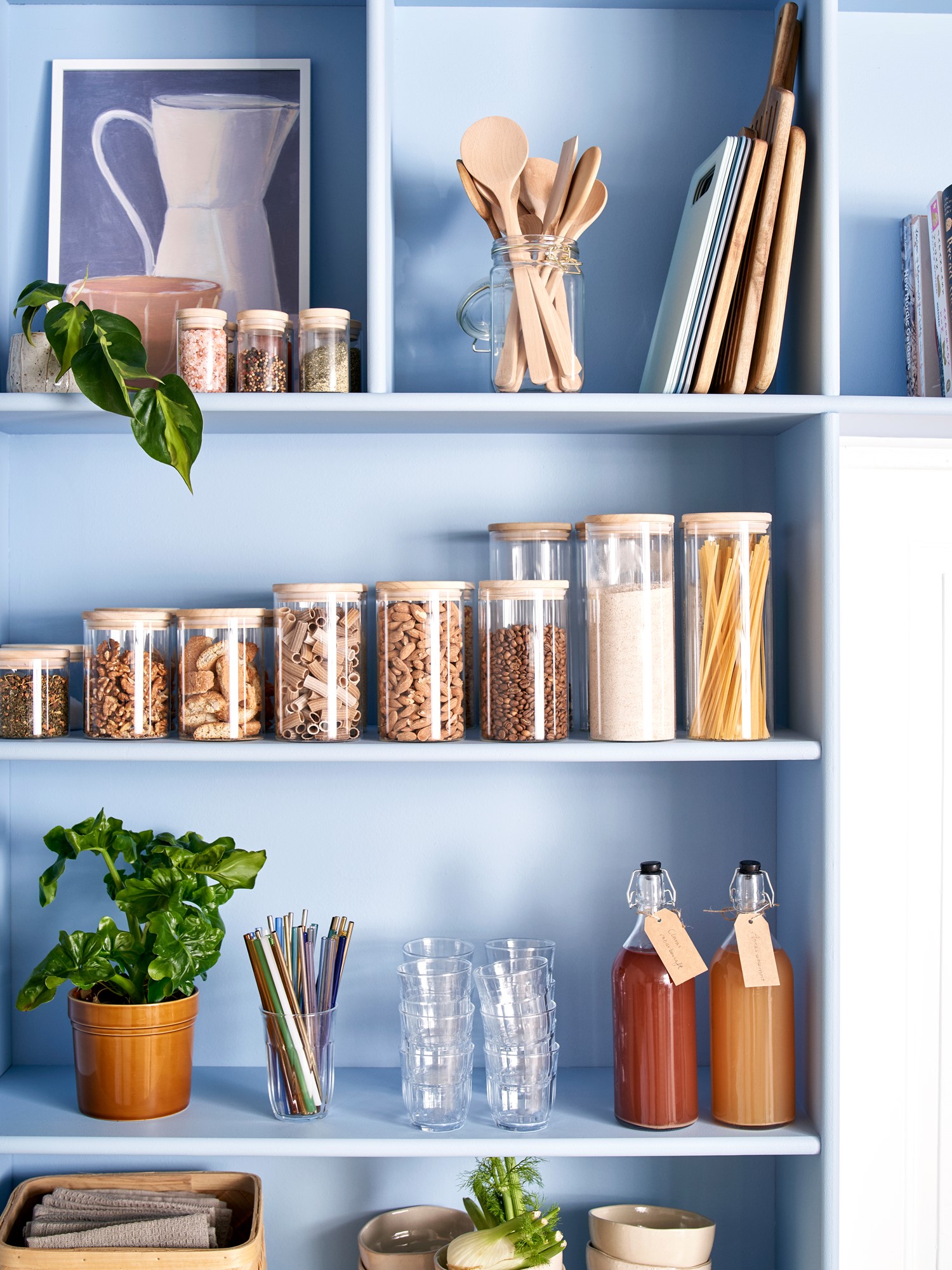 Opbevaringsglas med låg 2-pak | Glas/eg. 1400 ml. 2 stk. | Clear