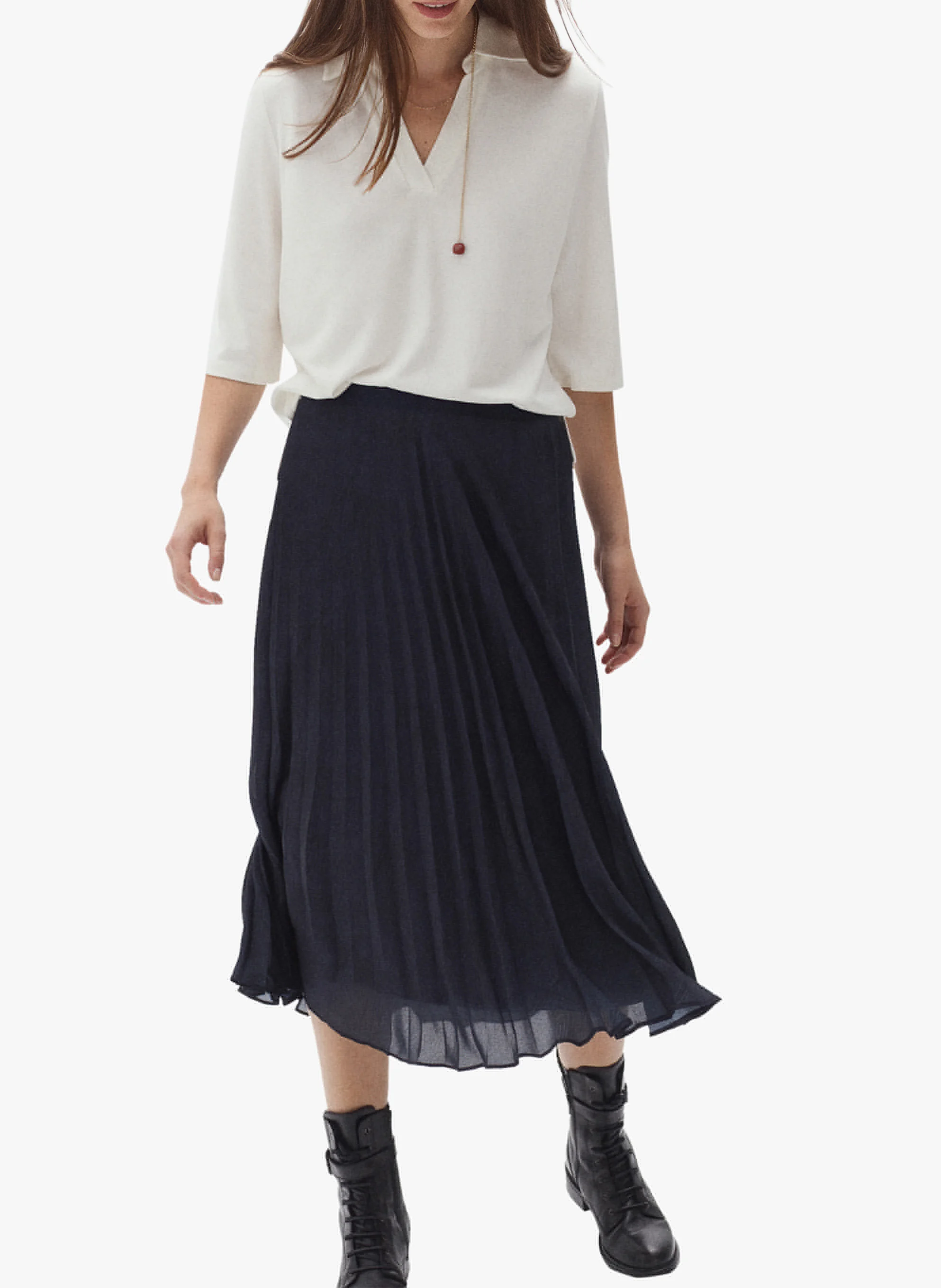 ELISA - Top col classique ample | Blanc