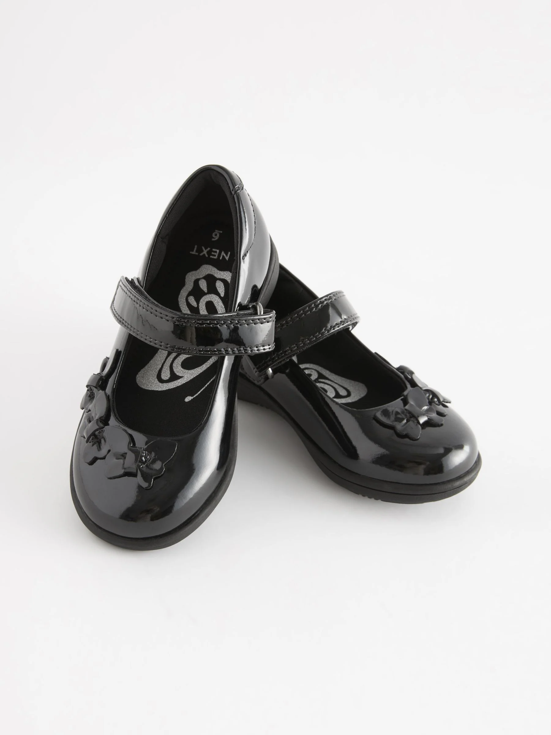 Zwart lak - Junior Mary Jane-schoolschoenen met vlinder