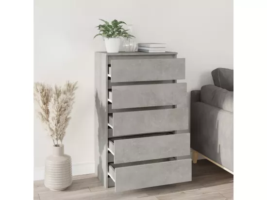 Commode Gris béton 60x36x103 cm Bois d'ingénierie