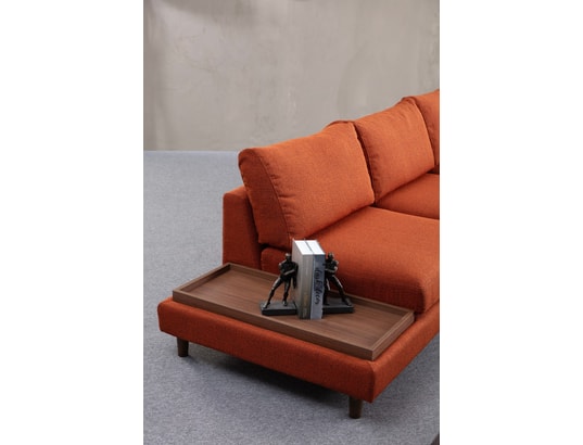CONCEPT1 - Canapé tissu Tulip angle droit avec pouf orange 314 x 95 x h76
