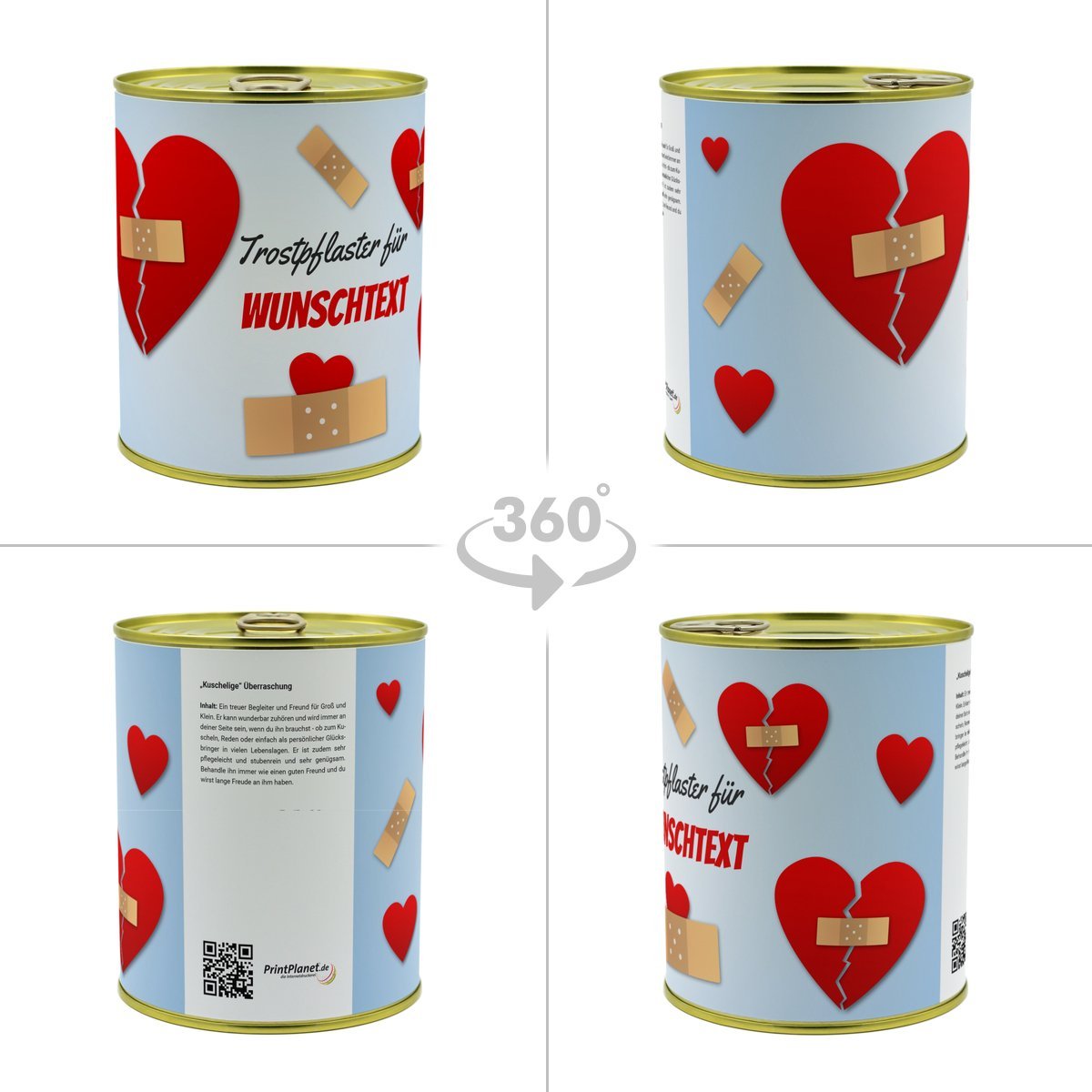 Personalisierte Geschenkdose - Teddybär (Motiv: Trostpflaster)