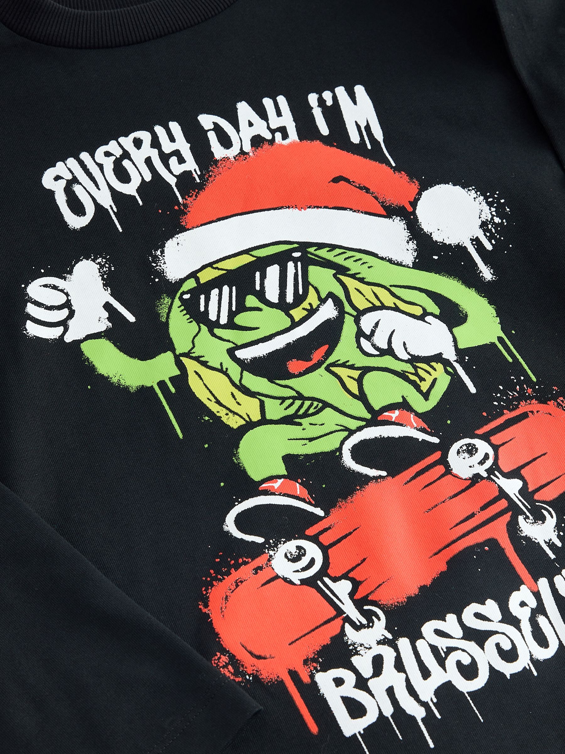 Zwart Graffiti Brussel - Kerstmis T-shirt met Lange mouwen (3-16jr)