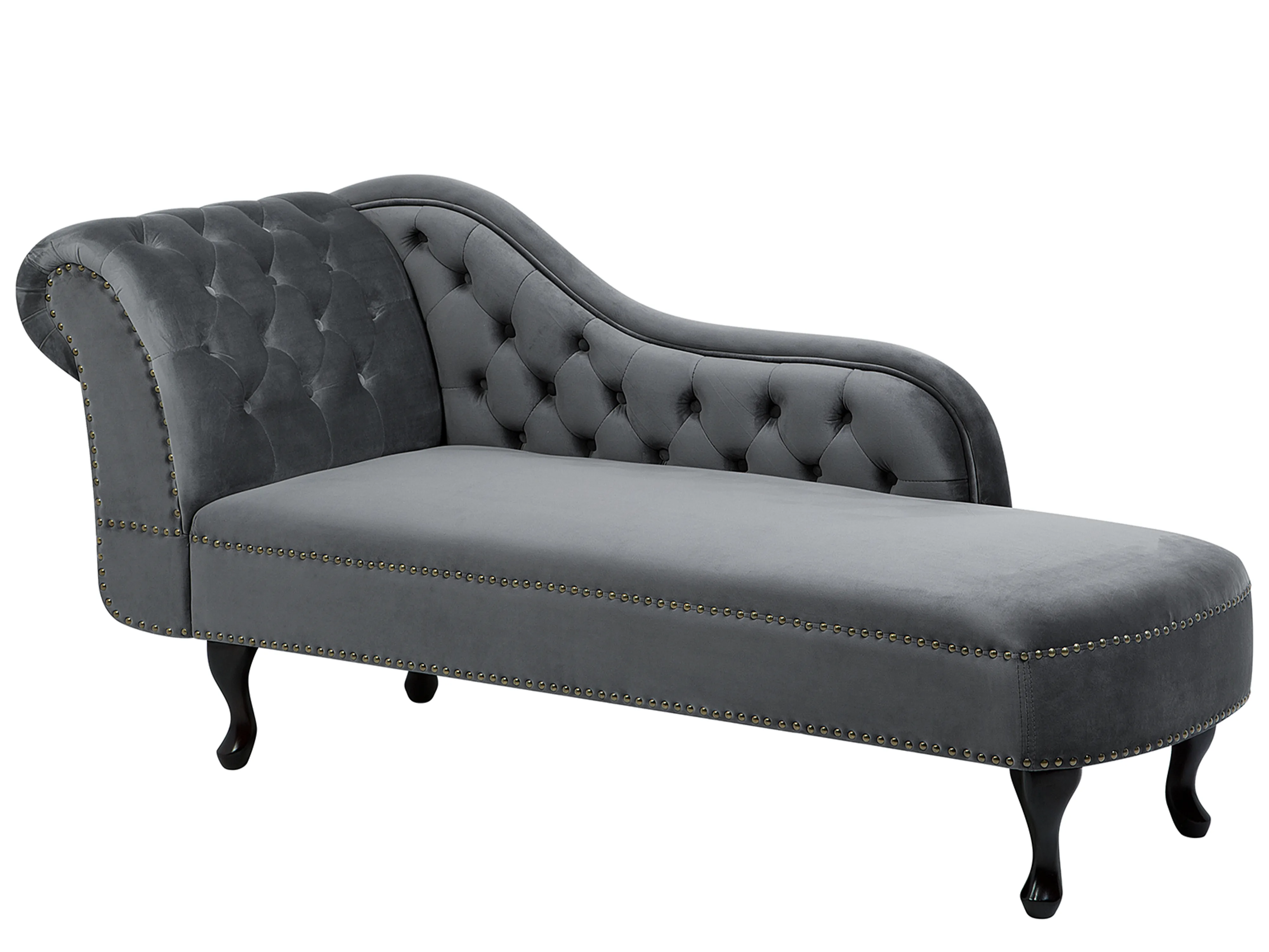 Linkszijdige chaise longue NIMES Fluweel Grijs