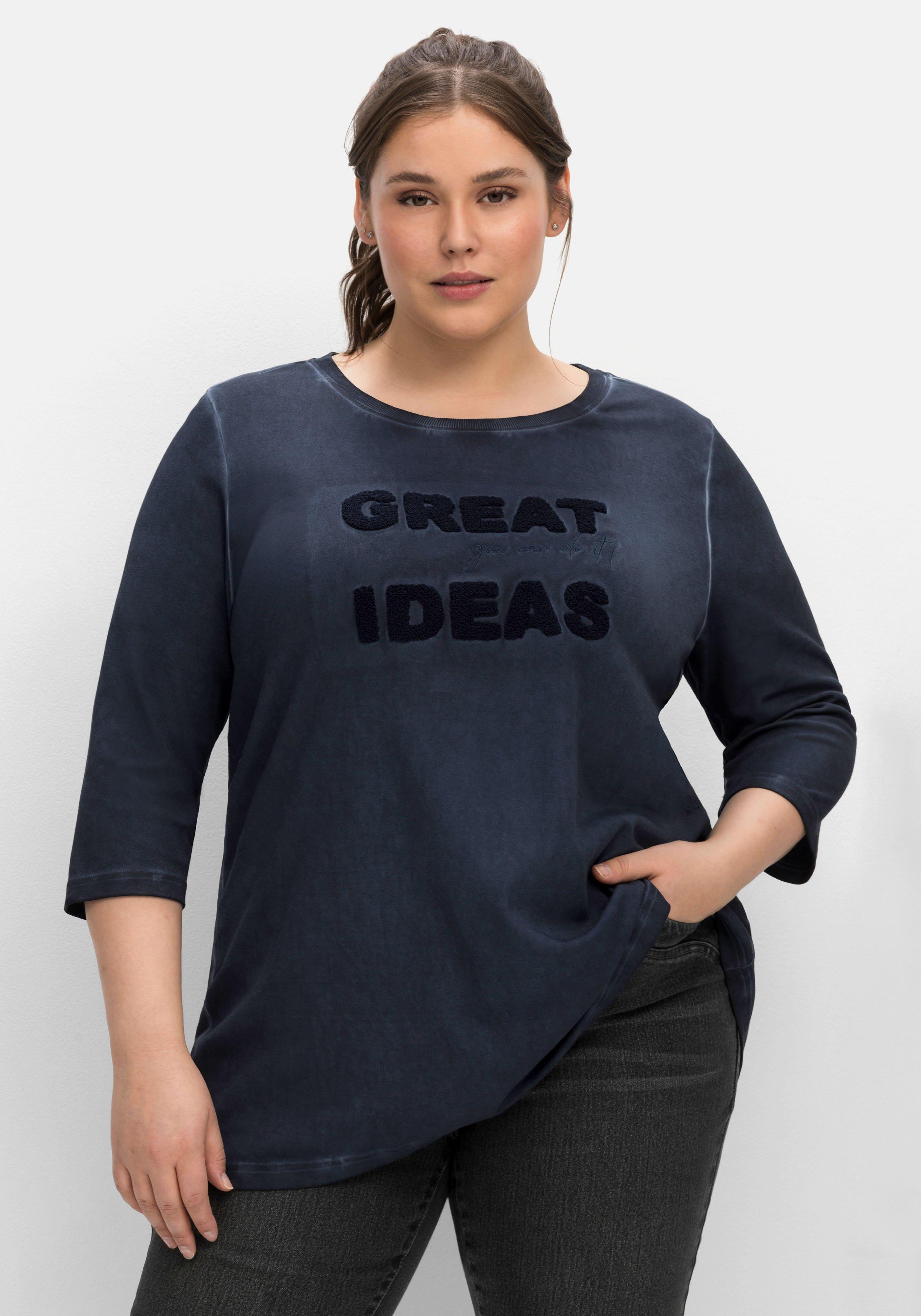 Shirt mit 3/4-Arm und Teddy-Stickerei vorn