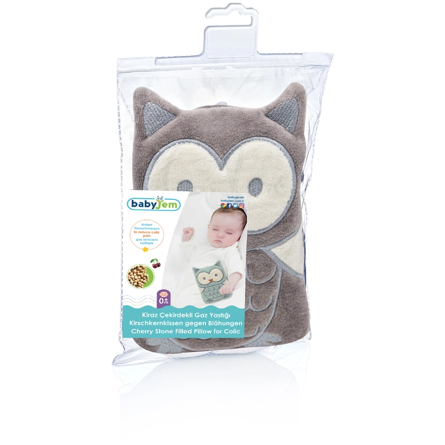 babyJem Kirschkernkissen Eule, grau