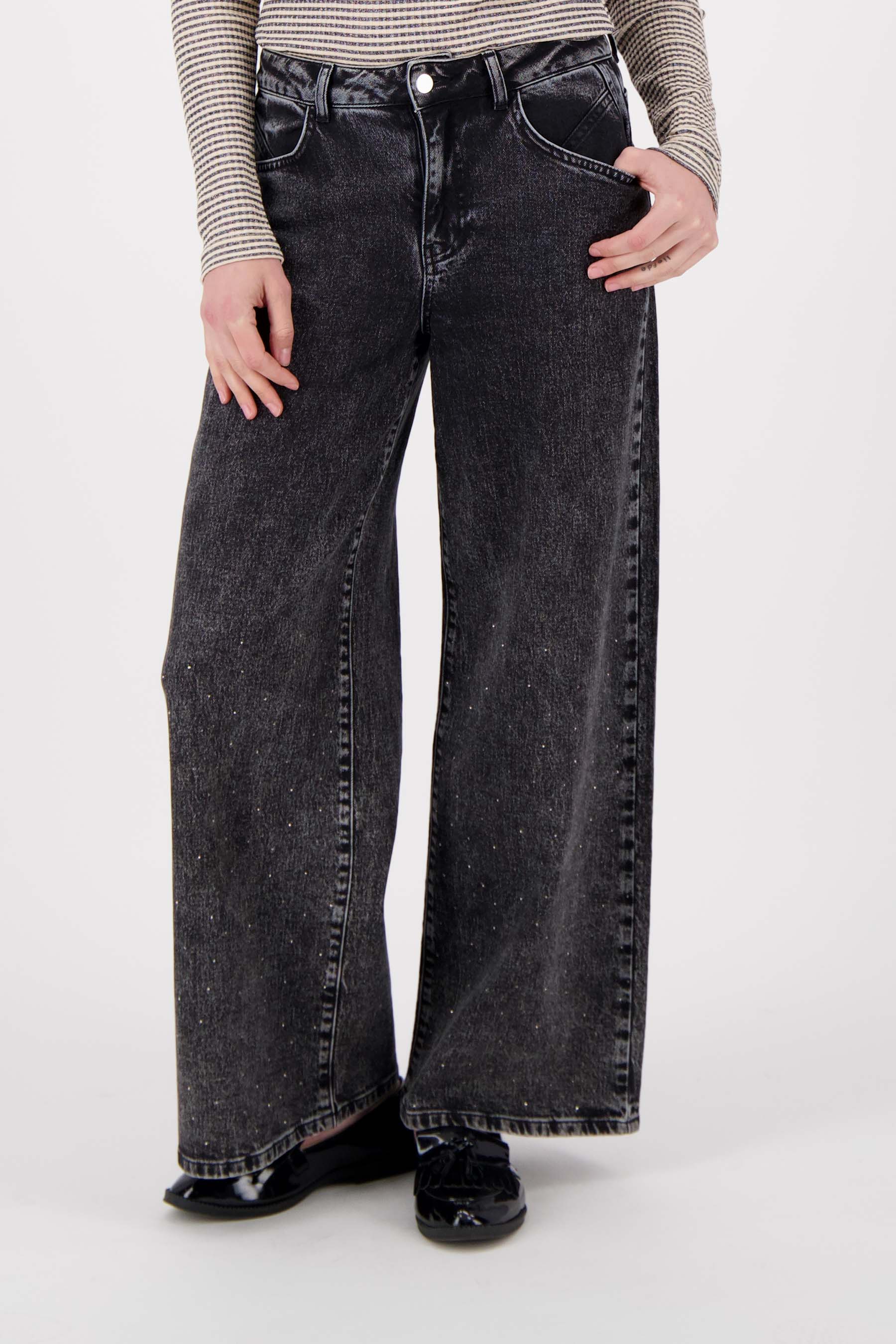 wijde denim met glitter