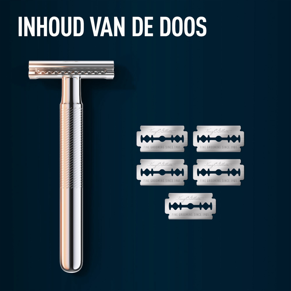 King C. Gillette Double Edge Safety Razor Houder en Scheermesjes5 stuks