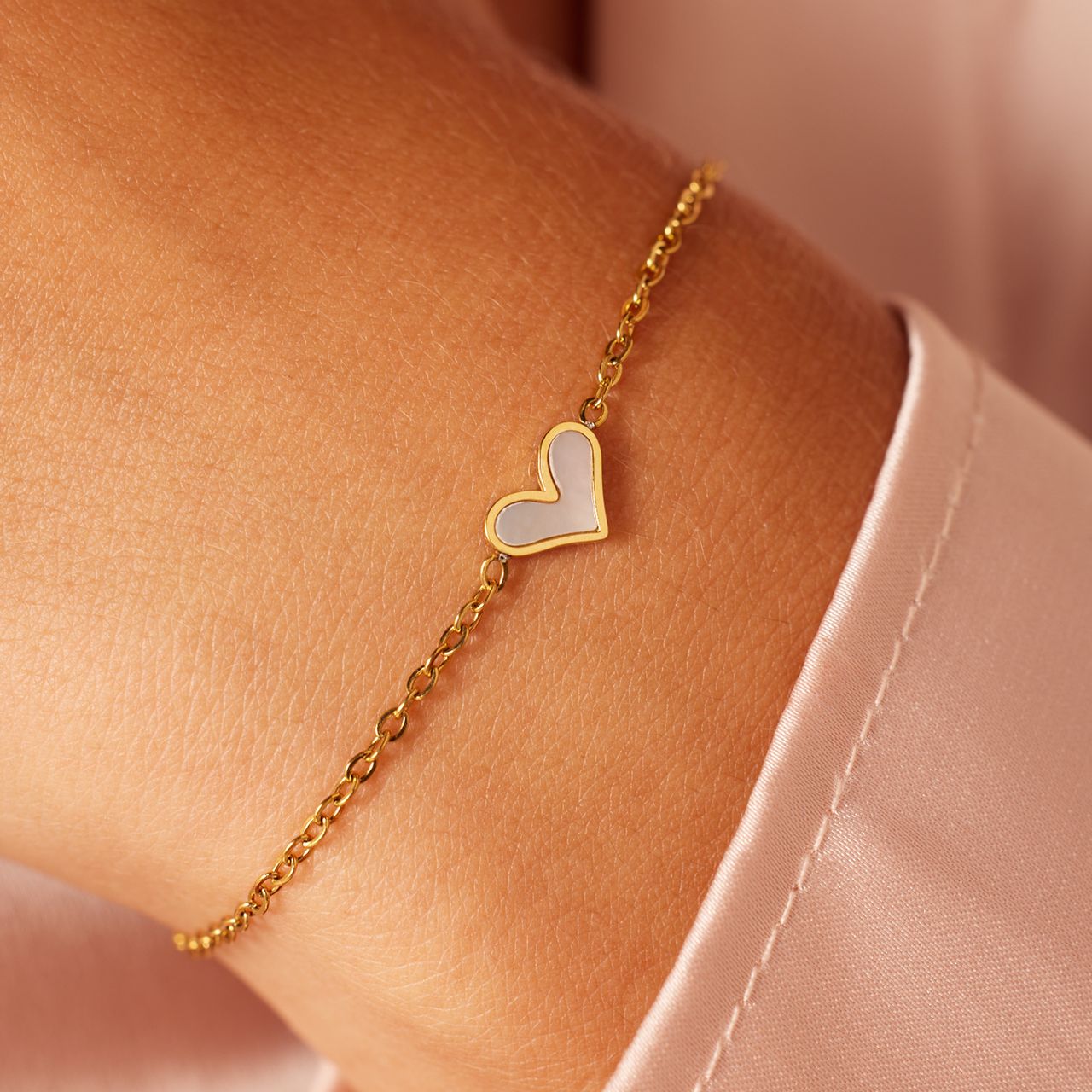 Stalen goldplated armband met hart