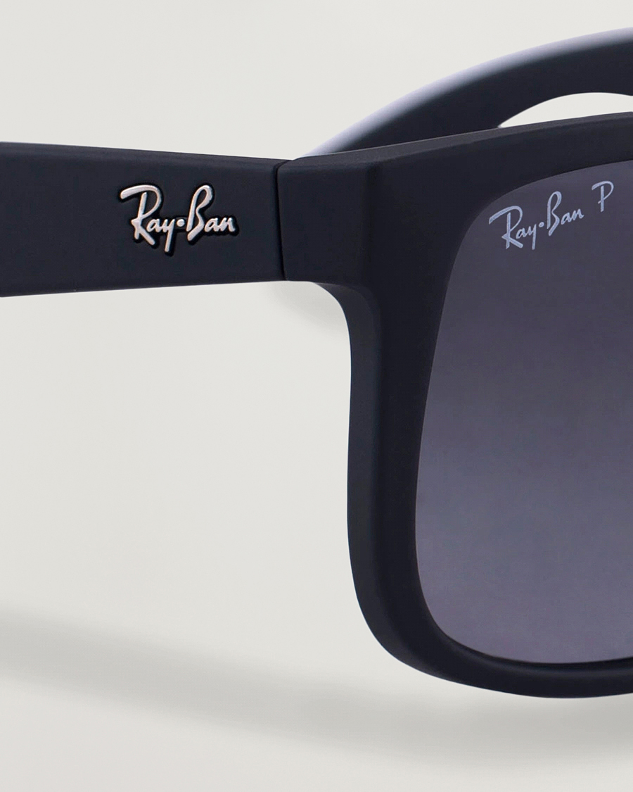 Ray-Ban 0RB4165 Justin Polarized Wayfarer Sunglasses Black/Grey