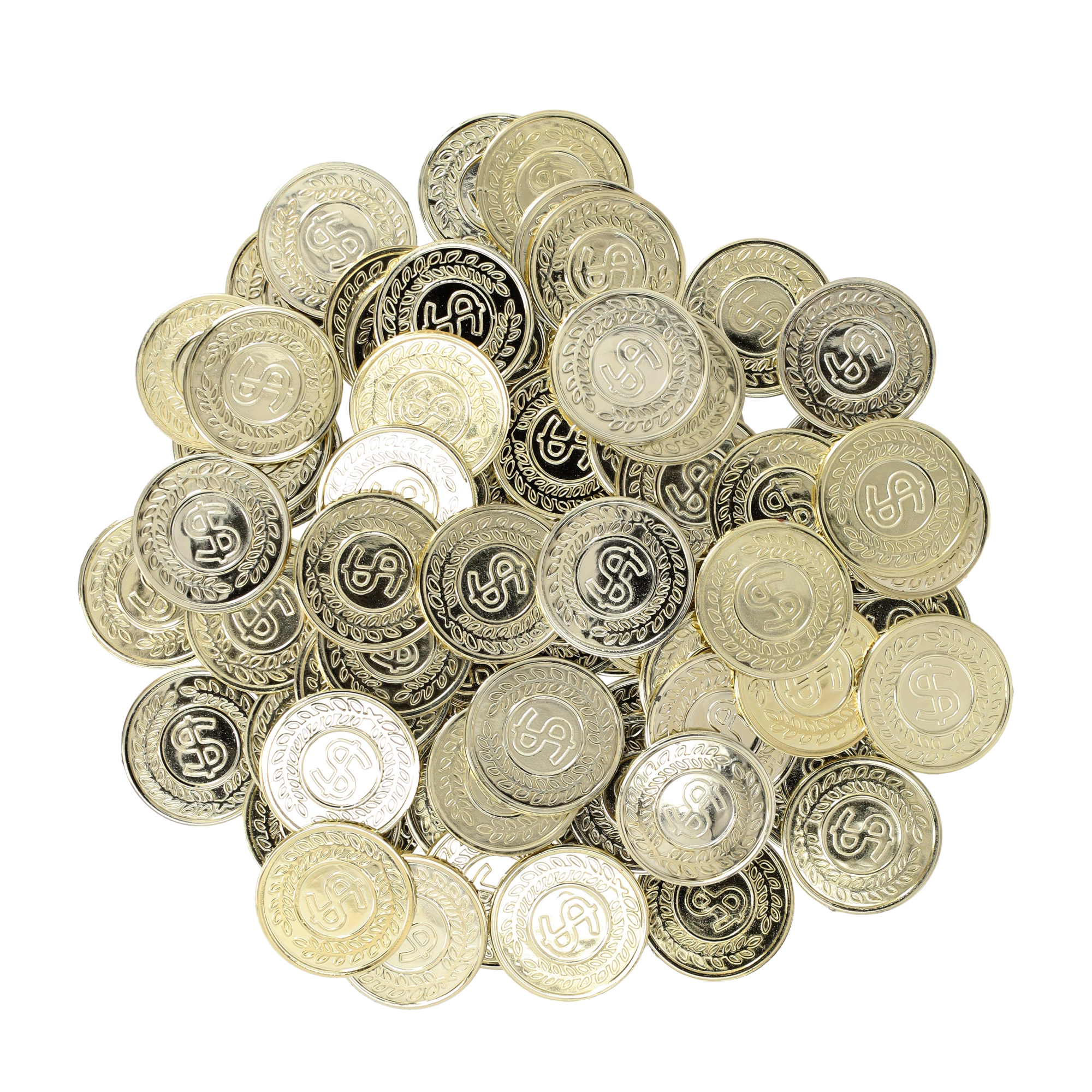 (144er Set) Casino Spiel Münzen Party Dekoration Spielzeug Dollar Goldmünzen (728.255572) - Gold