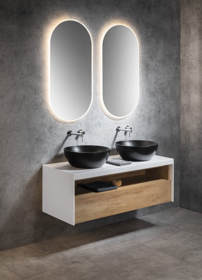 Sapho Viera wastafelonderkast eiken/mat wit 120x44x50cm