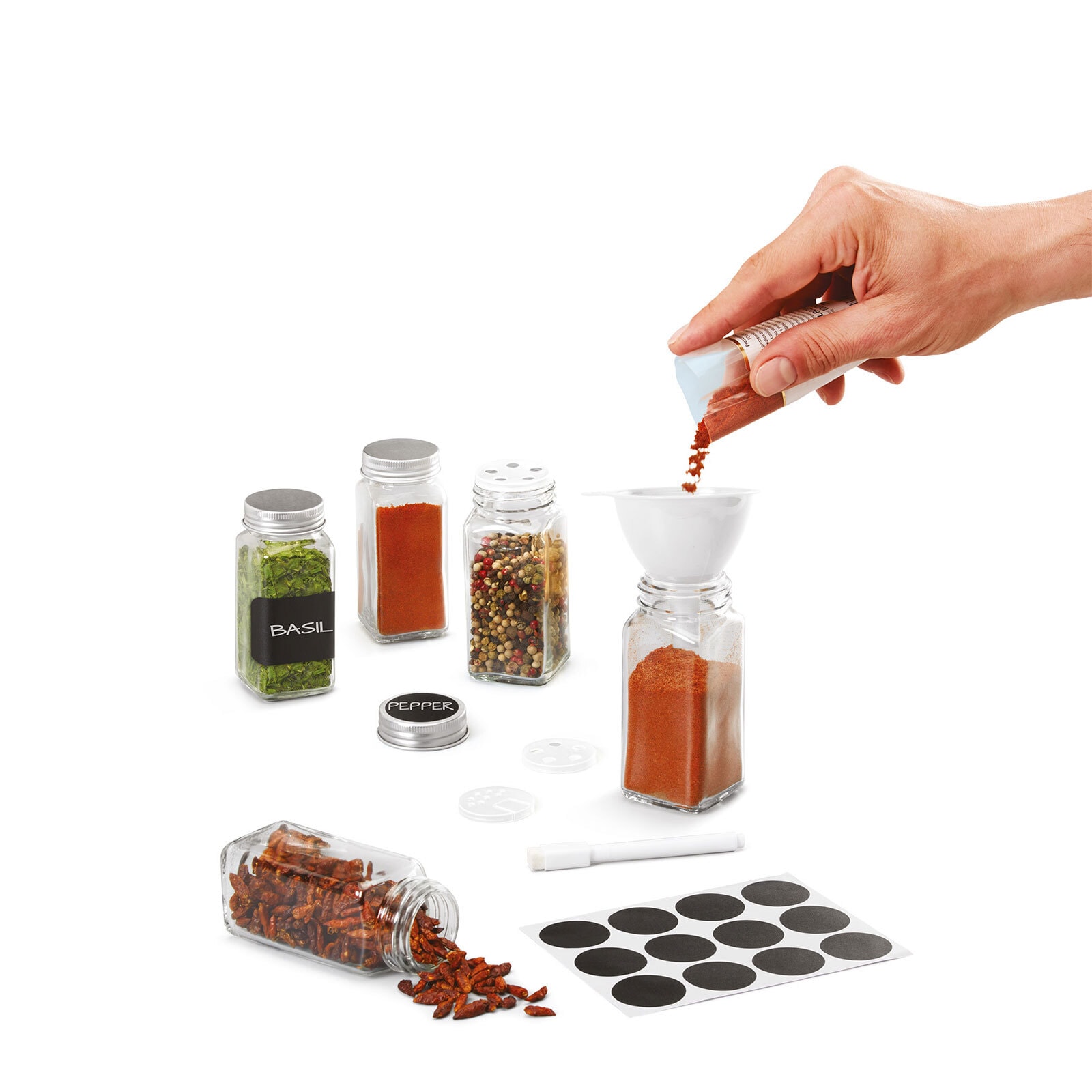 metaltex Gewürzstreuer SHAKE-IT 12er Set Glas 120 ml