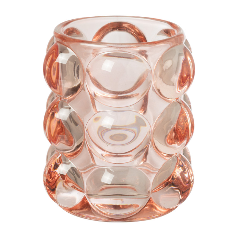 Theelichthouder bubbels - roze - ø8.5x9 cm