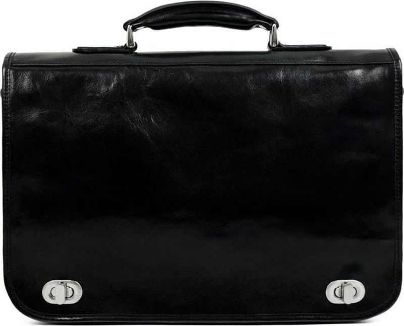 Time Resistance - Leren Aktetas - Zwart - Handgemaakt Italiaanse Volnerfleer - Voor Laptop tot 17 inch