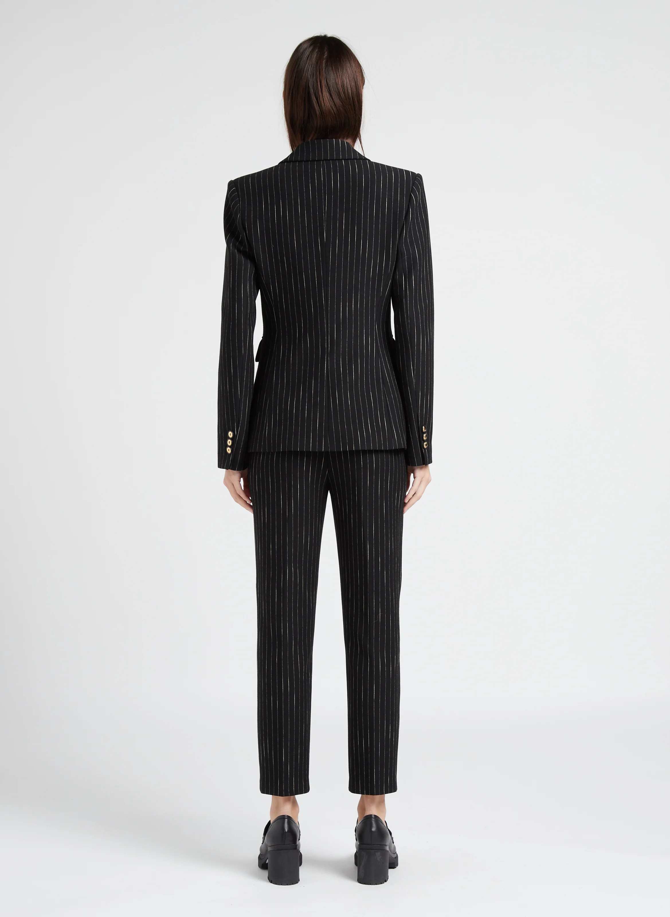 BELLO - Pantalon cigarette droit à rayures | Noir