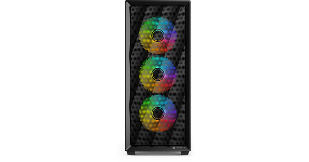 SharkoonVK4 ARGB midi tower behuizing  (Zwart | 2x USB-A | RGB | Tempered Glass)
