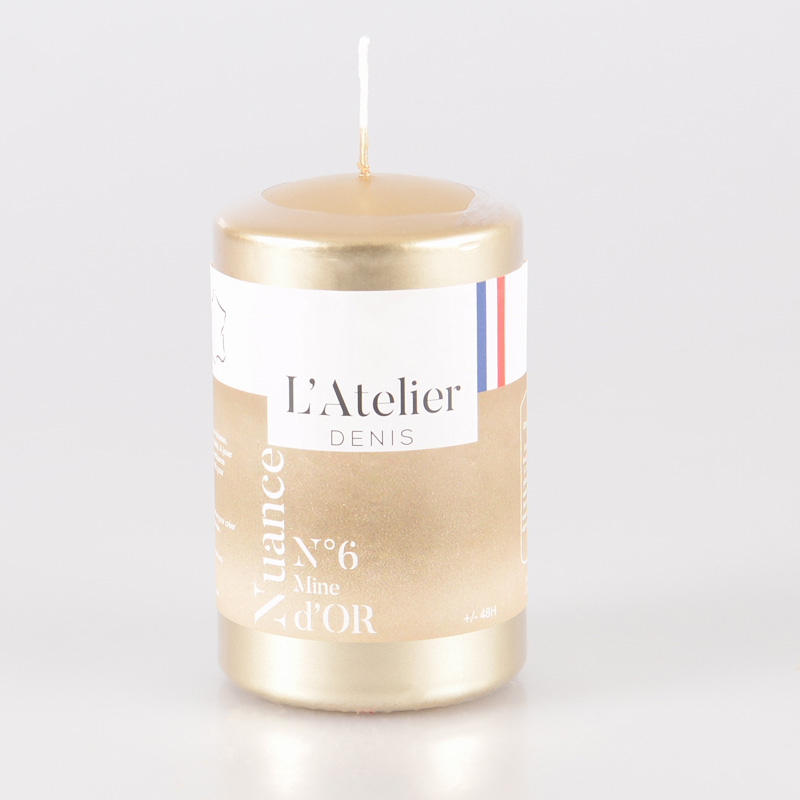 Bougie cylindrique dorée