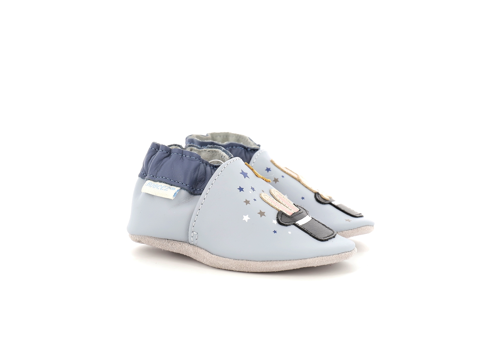 Robeez-MAGIC TRICK Cuir Gris Bleu