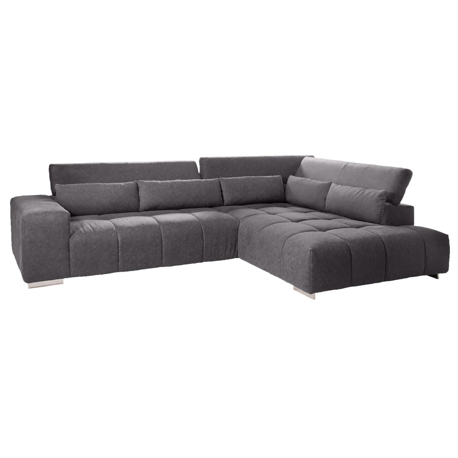 Ecksofa - dunkelgrau - Ottomane rechts
