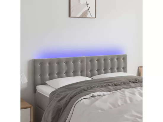 Tête de lit à LED Gris clair 144x5x78/88 cm Velours