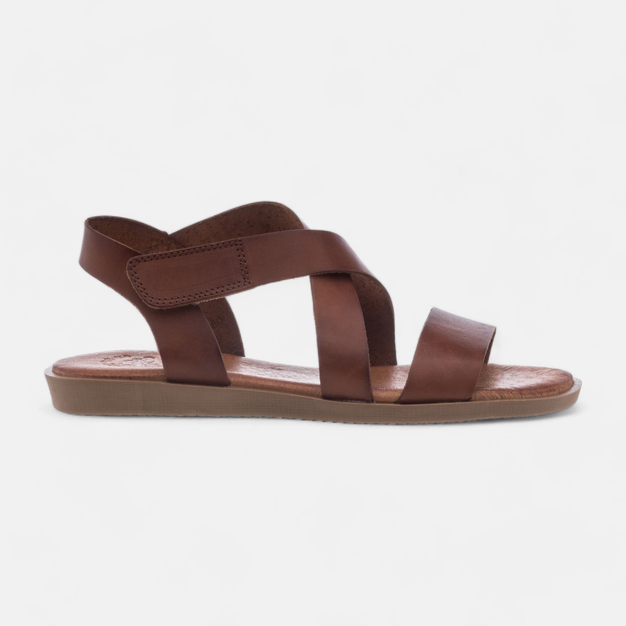 Nu-pieds Femme en cuir cognac