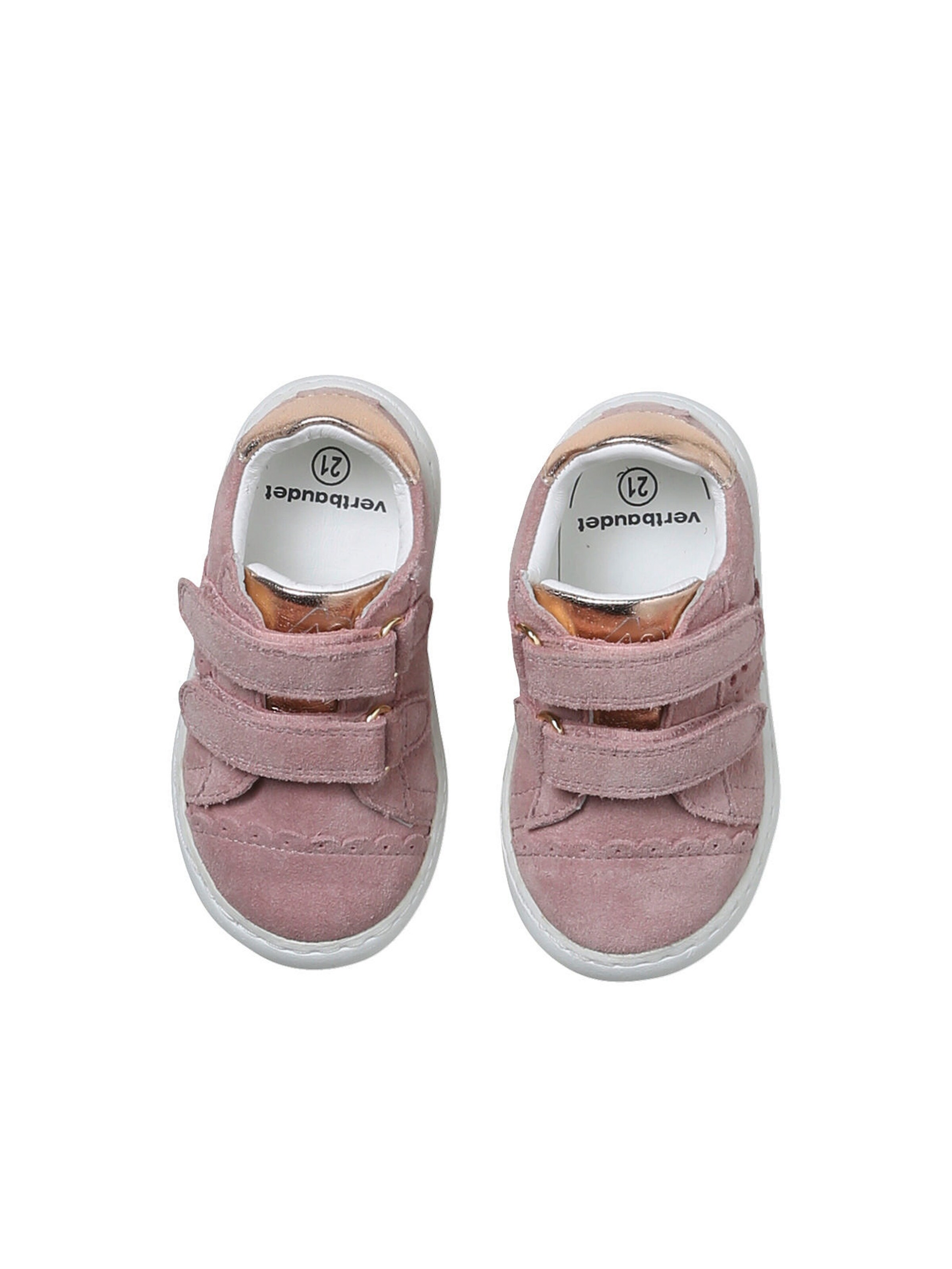 Vertbaudet Baby Klett-Sneakers ausgestanzte Motive pudrig rosa