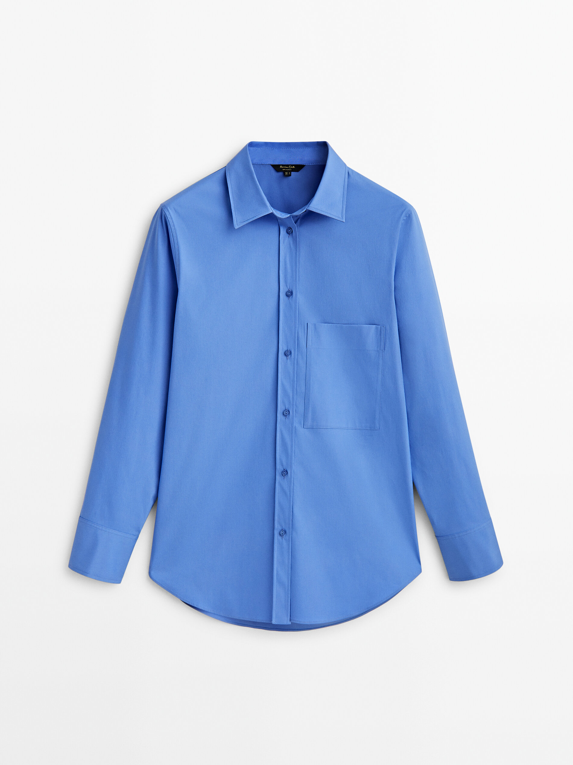 Camisa de algodão popeline com bolso - AZUL ESCURO