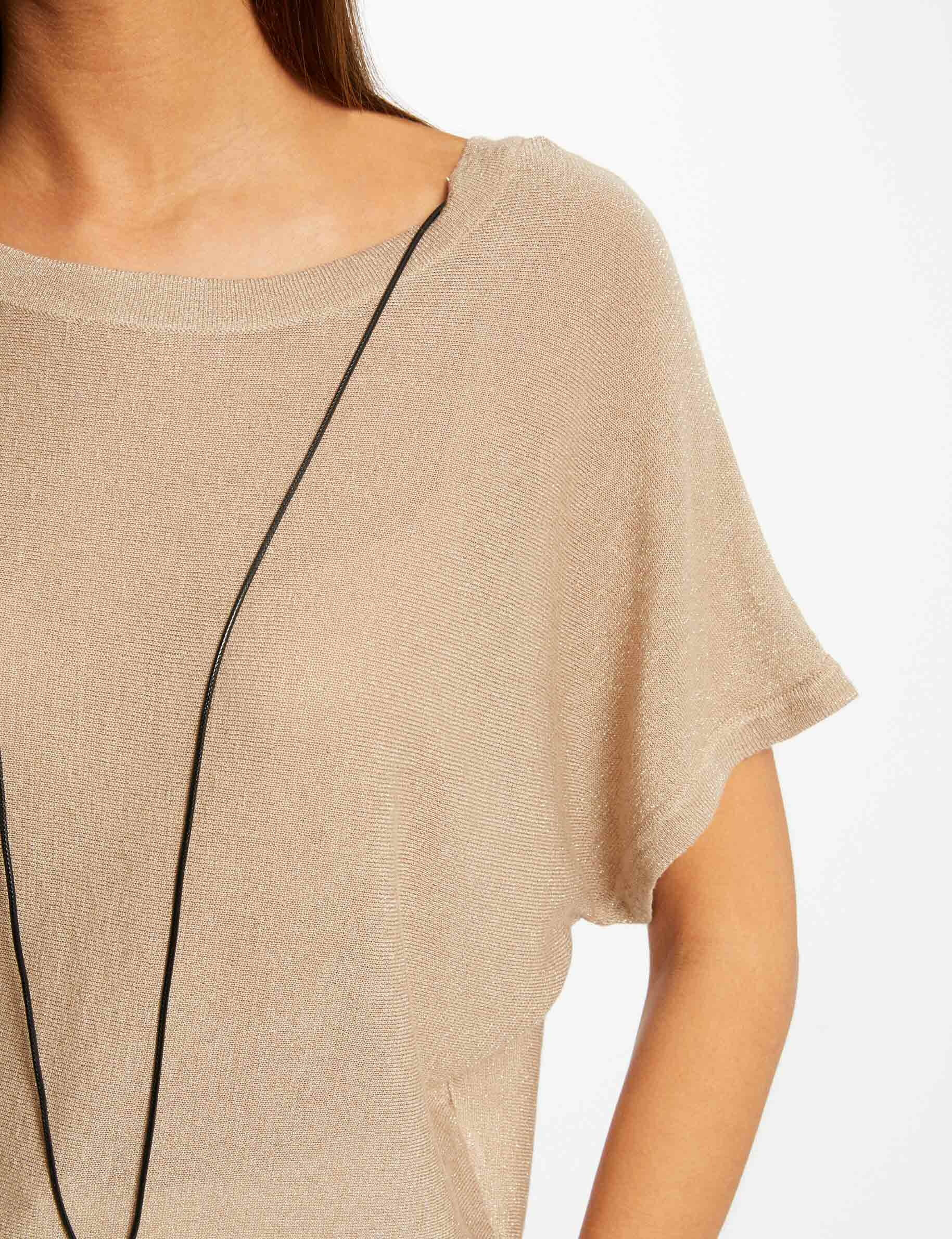 Pull manches courtes à détail bijou dore femme - dore