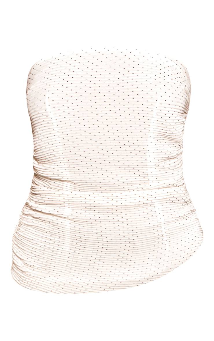 Blanc Top Bandeau Plissé À Mini Pois